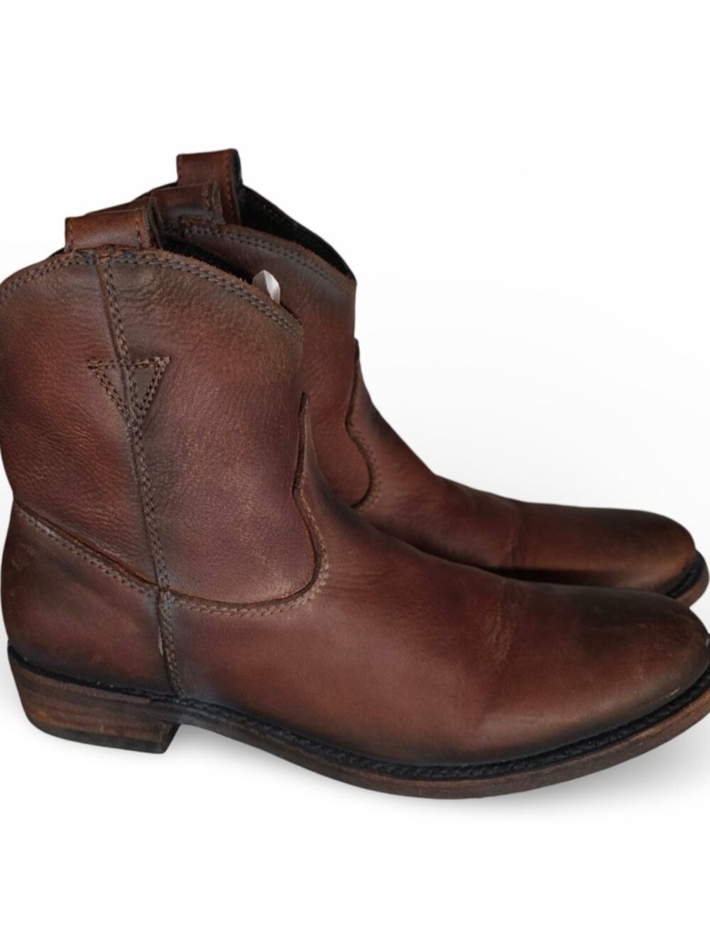 Liberty Black Brown Leather Ankle Boots Womens 6.5 B Narrow Western Roper Short